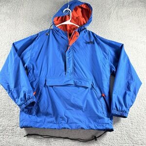 VINTAGE Gap Windbreaker Jacket Mens Small Blue Pull Over Hooded Rain Colorblock